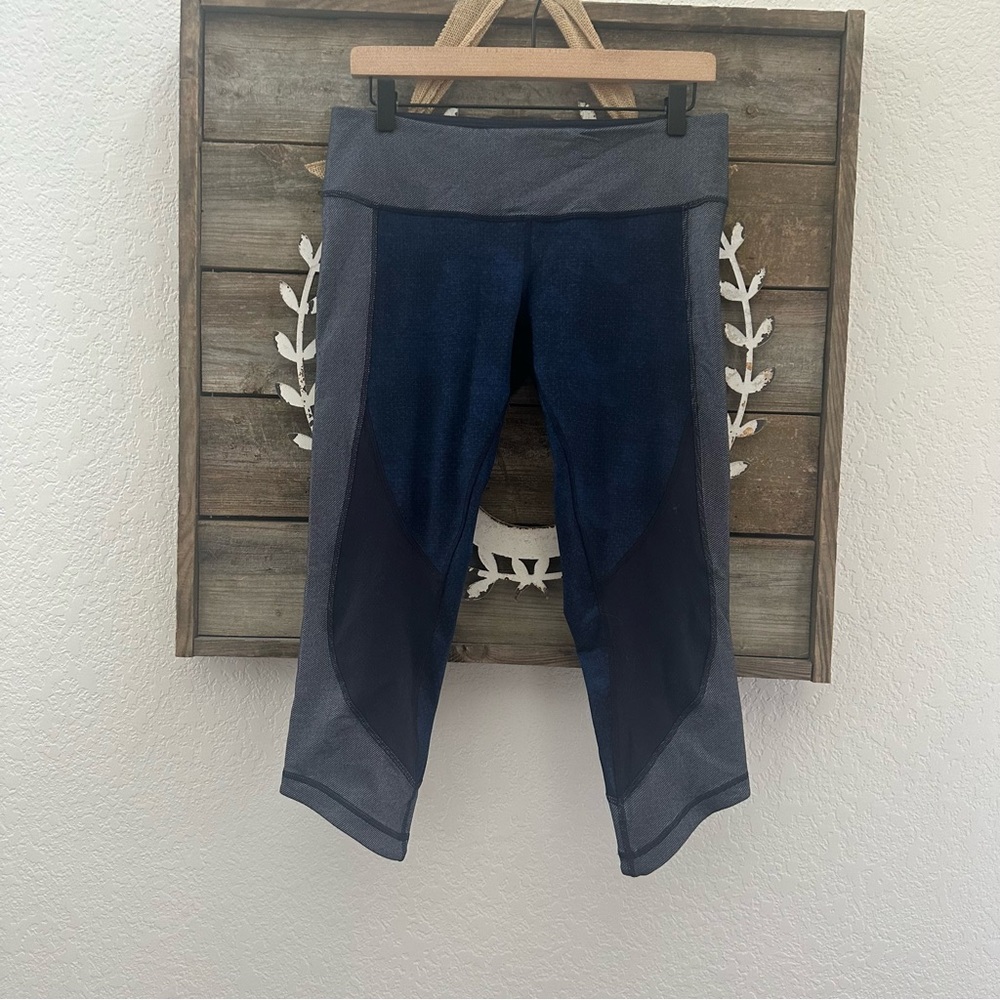 RARE Lululemon‎ Wunder Under Sashikp Inkwell Rugged Blue Crop Leggings Size 10